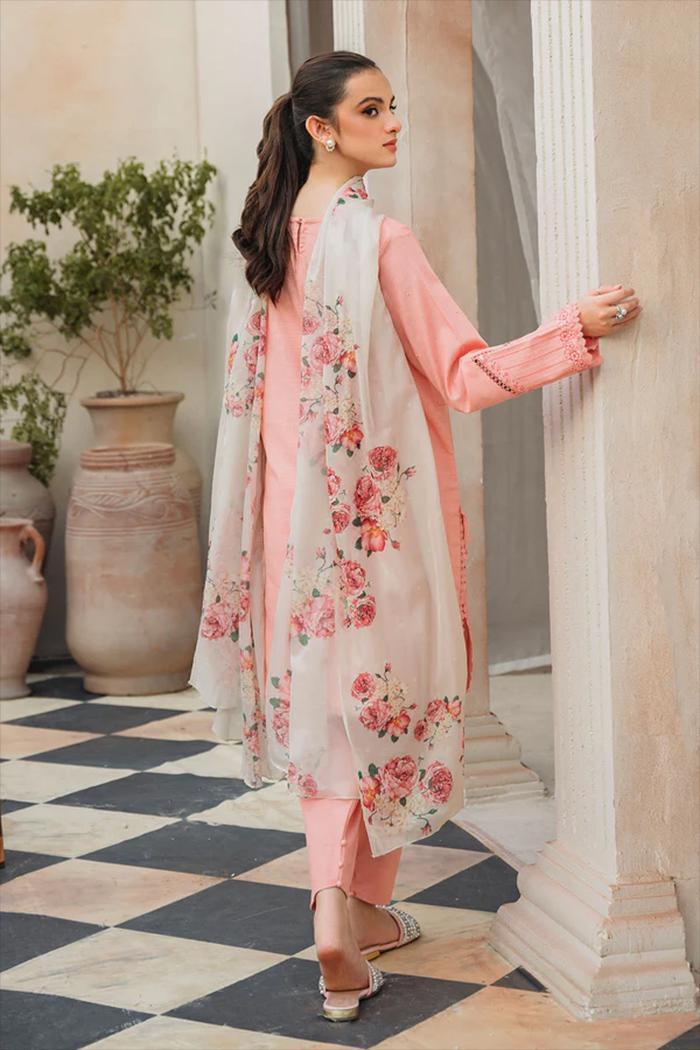 Elegant Pink Embroidered Lawn Suit – 3 Piece Luxury Collection