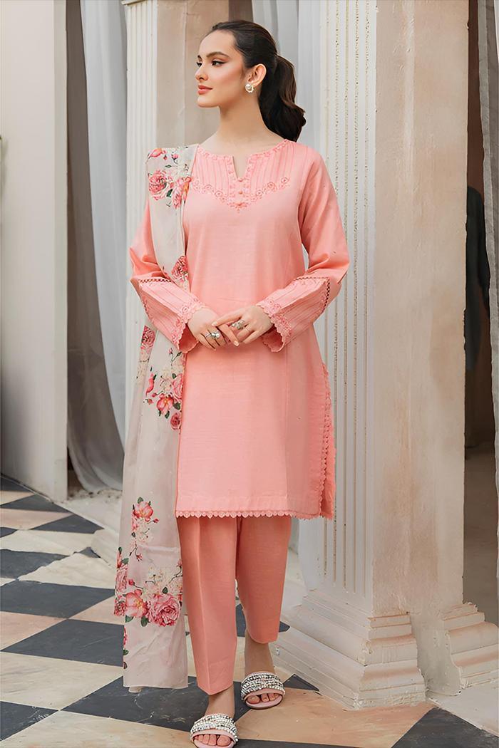 Elegant Pink Embroidered Lawn Suit – 3 Piece Luxury Collection