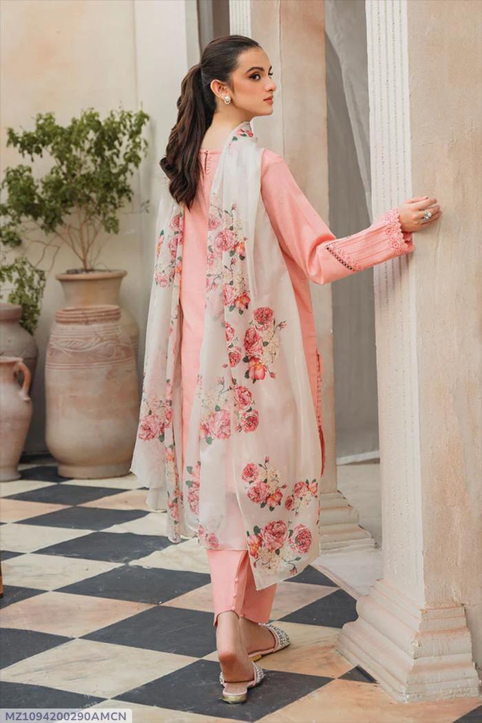 Elegant Pink Embroidered Lawn Suit – 3 Piece Luxury Collection